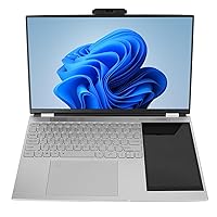 15.6in Double Screen Laptop, HL156D Celeron N5105 Quad Core Processor Up to 2.9GHz 180° Opening with 7in IPS Screen, Backlight Keyboard and Fingerprint Recognition for Win 11 (16GB+256GB US Plug)