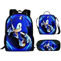 Anime Backpacks 3 in 1 Casual Daypack Set Durable Knapsack with Lunch Bag 02