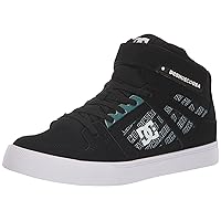 DC Boy's Pure High Top Ev Skate Shoes with Ankle Strap and Elastic Laces