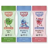 Skout Organic Real Food Bars for Kids Fruit Variety Pack (18 Pack) | Organic Snacks for Kids | Plant-Based Nutrition, No Refined Sugar | Vegan | Gluten, Dairy, Grain & Soy Free