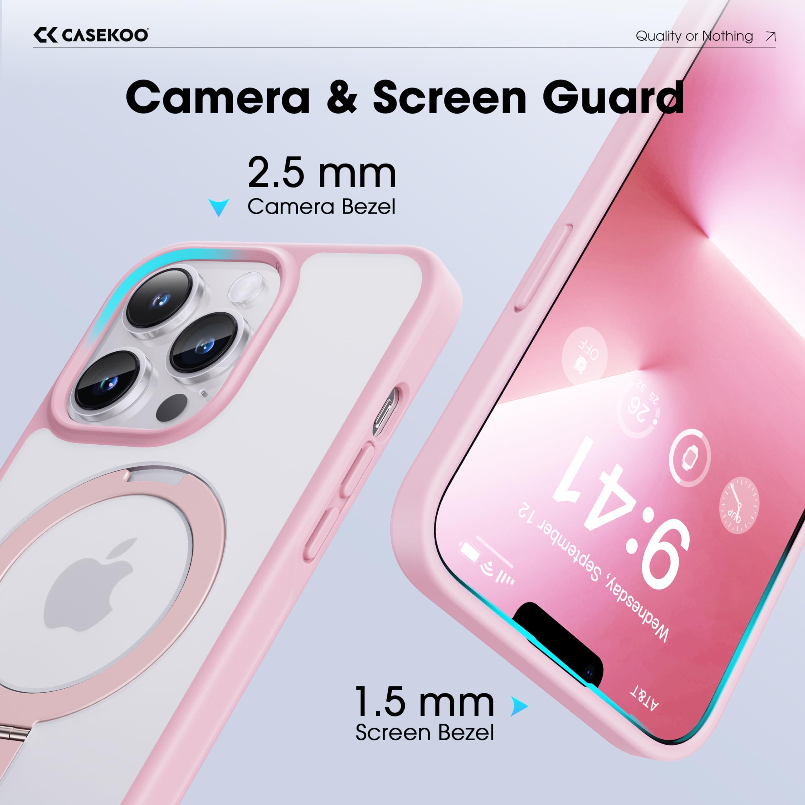 CASEKOO Designed for iPhone 13 Pro Max Case with Magnetic Invisible Stand Military Drop Protection Compatible with MagSafe Shockproof Matte Phone Case for iPhone 13 Pro Max 6.7 Inch 2021, Pink