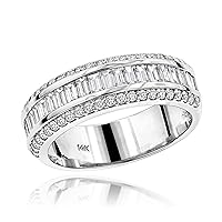 MRENITE 10K 14K 18K Gold Men's Moissanite Eternity Rings Wedding Band Size 5 to 15 Engrave Name Birthday Anniversary Luxury Jewelry Gifts for Him