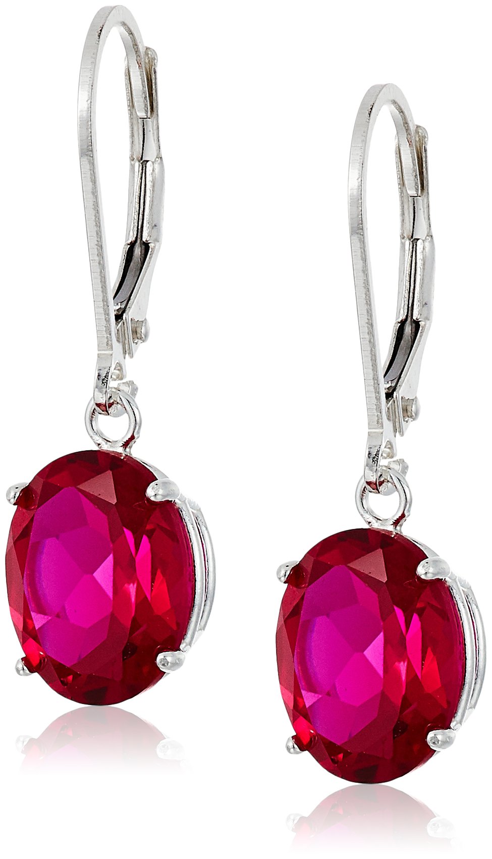 Amazon Collection 925 Sterling Silver 8 x 10mm Oval Birthstone Dangle Earrings for Women with Leverbacks