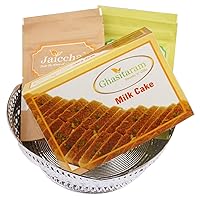 Diwali Gifts - Round Silver Basket with Almonds,Raisins and Milk Cake|Diwali,Holi,Rakhi,Valentine,Christmas,Birthday,Anniversary,Gift for Her,Him,Mothers Day,Fathers Day|