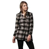 AC1204-Plaid-Zareen Women's Wool Blend Coat with Three Button Style