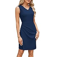 GRACE KARIN Women's Wear to Work Dress V Neck Sleeveless Ruched Wrap Office Party Pencil Dresses