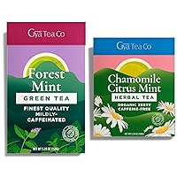 Gya Tea Co Forest Mint Green Tea & Classic Chamomile Herbal Tea Set - Natural Loose Leaf Tea with No Artificial Ingredients - Brew As Hot Or Iced Tea