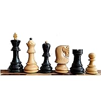 Combo of Old 1959 Russian Zagreb Staunton Chess Pieces in Finish Ebonized Boxwood / Natural Boxwood - 3.8