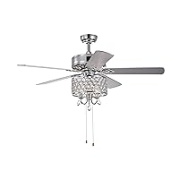 Warehouse of Tiffany Fengren 52-inch Chrome Lighted Ceiling Fan with Crystal Drum Shade, One Size, Silver