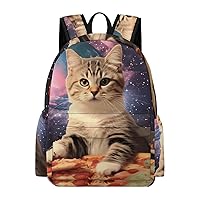 Cute Space Cat Travel Backpack for Men Women Lightweight Computer Laptop Bag Shoulder Bag Daypack