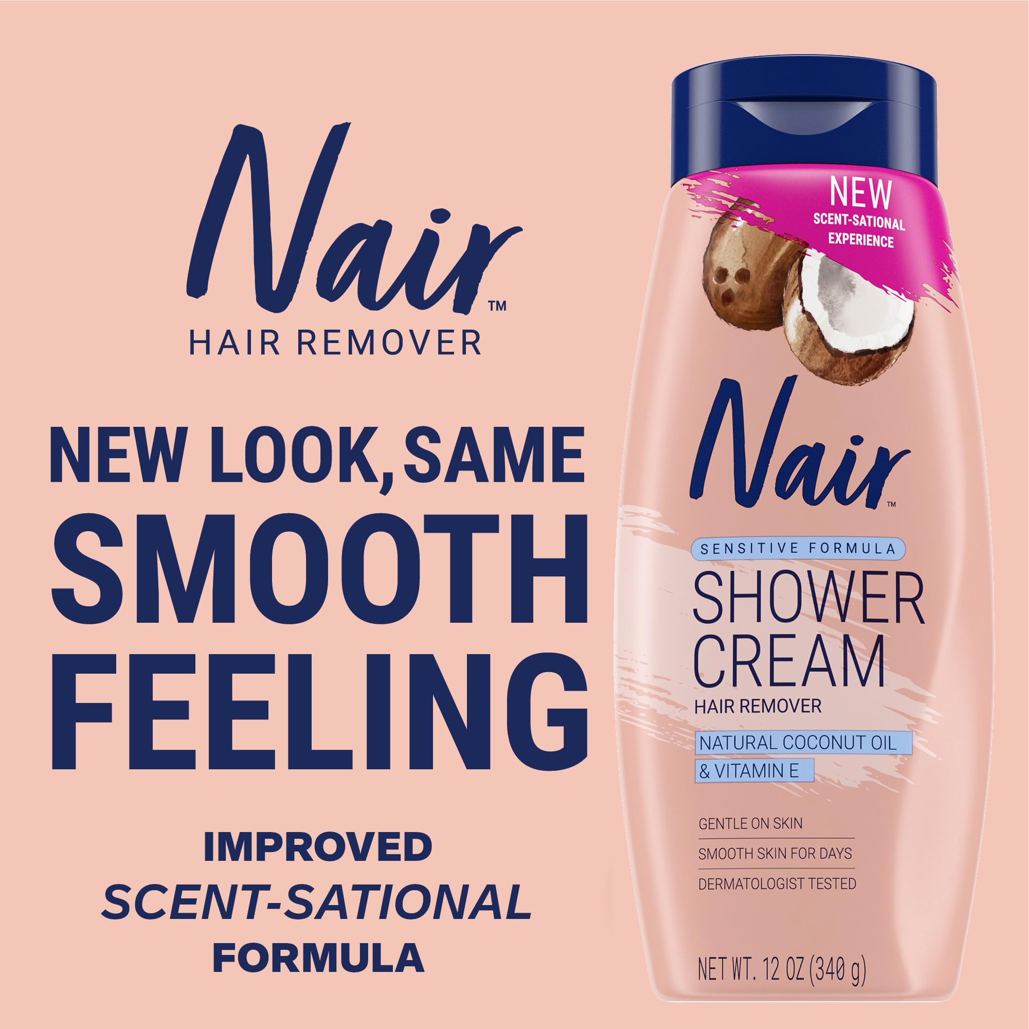 NAIR Sensitive Coconut Oil Shower Cream 12 oz