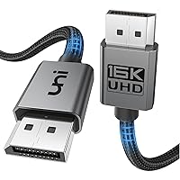uni Displayport Cable 2.1 6FT, 16K DP 2.0 Cable [16K@60Hz, 8K@120Hz, 4K@240Hz] Braided DP to DP Cord Support 80Gbps,HDCP,DSC 1.2a,HDR10 Compatible FreeSync G-Sync Gaming Monitor 4090 7900XT Odyssey G9