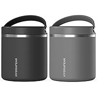 Hydrapeak 25oz Food Thermos 2 Pack - Insulated Soup Thermos Keeps Hot for 10 Hours, Cold for 16 Hours, Leak-Proof Thermos Food Containers for Hot Food - Perfect for Everyone, (Grey-Black)
