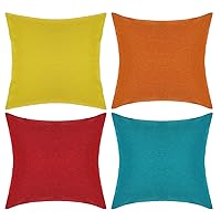 4Pcs Outdoor Pillows Covers Waterproof Pillow Covers Cushion Cases for Patio Garden Bedroom Backyard (20 x 20 inches, Yellow, Red, Orange, Blue-Green)