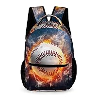 Baseball Ball in Fire Laptop Backpack Cute Daypack for Camping Shopping Traveling