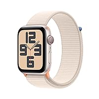Apple Watch SE (2nd Gen) [GPS + Cellular 44mm] Smartwatch with Starlight Aluminum Case with Starlight Sport Loop Fitness & Sleep Tracker, Crash Detection, Heart Rate Monitor, Carbon Neutral