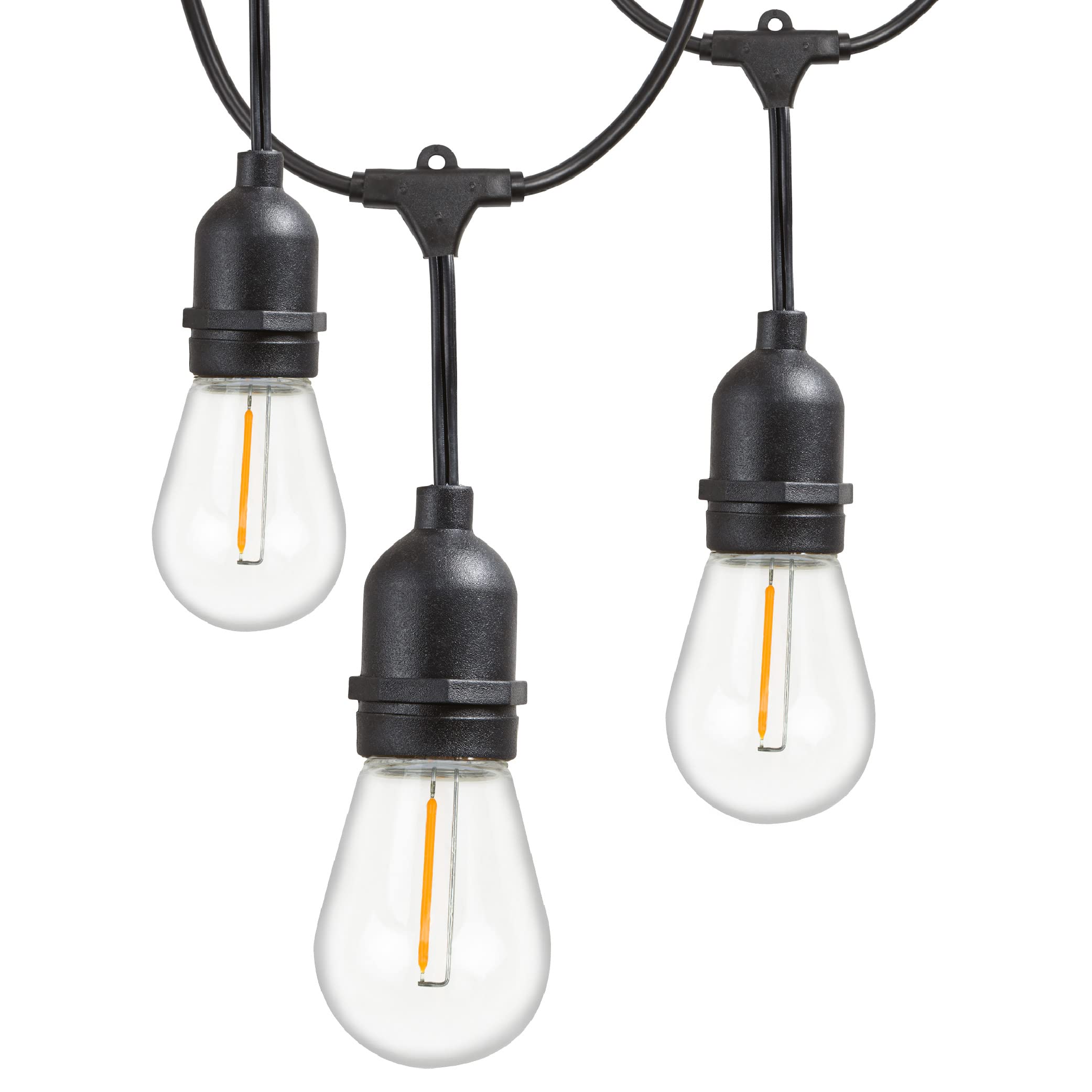 Newhouse Lighting CSTRINGLED18 Hanging Sockets | Weatherproof Technology String Light, 48 ft, Black, 48 ft