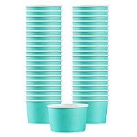 Restaurantware Coppetta 3 Ounce Dessert Cups 200 Disposable Ice Cream Cups - Lids Sold Separately Sturdy Turquoise Paper FroYo Bowls Striped For Hot And Cold Foods Perfect For Gelato