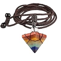 COLORFUL BLING Natural Stone Healing Crystal Quartz Necklace Pyramid Gemstone Chakra Pendant Necklace Reiki Balancing Mediation Jewelry for Men Women