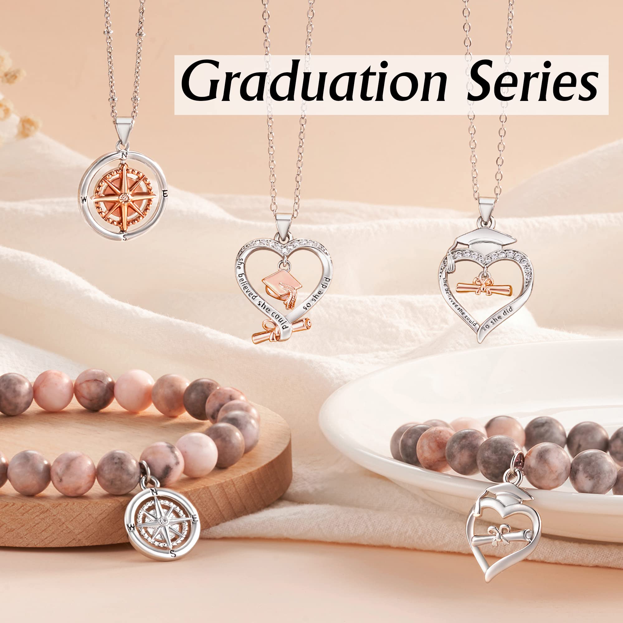 Shonyin Graduation Gifts for Her 2023, Compass Bracelet 5th 8th 6th College Law Middle High School Master Degree Nurse Phd Graduation Jewelry Gifts for Girls Daughter Best Friend