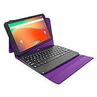 Prestige Elite 10QH Android 13 10.1 Inch HD IPS Tablet, 64GB Storage, 2GB RAM with Detachable Keyboard Case - Purple