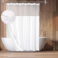 Barossa Design Hotel Style Cotton Shower Curtain with Snap-in Fabric Liner, 75