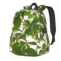 Leaves Backpack Print Shoulder Canvas Bag Travel Large Capacity Casual Daypack With Side Pockets