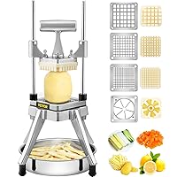 Commercial Vegetable Fruit Chopper, Stainless Steel French Fry Cutter w/ 4 Blades 1/4
