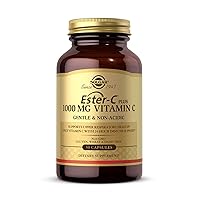 SOLGAR Ester-C Plus 1000 mg Vitamin C with Citrus Bioflavonoids - 50 Capsules - Gentle & Non Acidic - 24-Hour Immune Support, Supports Upper Respiratory Health - Non-GMO, Gluten Free - 50 Servings