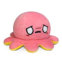 TeeTurtle - The Original Reversible Octopus Plushie - Yellow Happy + Pink Worried - Cute Sensory Fidget Stuffed Animals That Show Your Mood