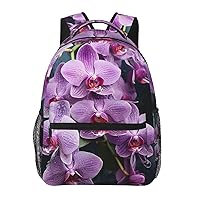 Laptop Backpack Lightweight Daypack for Men Women Beautiful Purple Orchids Backpack Laptop Bag for Travel Hiking