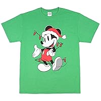 Disney Mens Mickey Mouse Christmas Tree Lights T-Shirt
