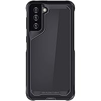 Ghostek ATOMIC slim S21 Plus Case with Protective Aluminum Metal Bumper and Clear Back Design Heavy Duty Shock-Absorbent Protection Designed for 2021 Samsung Galaxy S 21+ 5G (6.7 Inch) (Phantom Black)