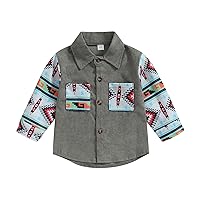 Toddler Baby Boy Girl Western Aztec Jacket Corduroy Retro Jacket Long Sleeve Button Down Shacket Outwear Fall Clothes