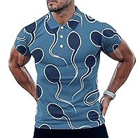 Dark Blue Sperms Men's Quick Dry Polo-Shirts Casual Tennis Collared Tees Short Sleeve Tops