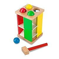 Deluxe Pound and Roll Wooden Tower Toy With Hammer - Pound A Ball, Educational Toddler Toys, Wooden Pounding Bench For Ages 2+