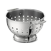 All-Clad Tools and Accessories Stainless Steel Colander 5 Quart Strainer, Pasta Strainer with Handle, Pots and Pans Silver