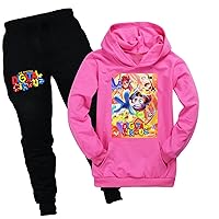 Kids Active Tracksuits The Amazing Digital Circus Hoodies and Pants Suits Lightweight 2 Piece Outfits for Boys Girls
