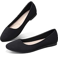 Obtaom Round Toe Women Flat Shoes Slip on Girls Dress Black Ballet Flats