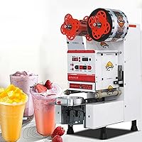 88/90/95mm Electric Cup Sealing Machine, Semi-Automatic Commercial Cup Sealer(400-600 Cups/H), Temperature Control 5-250°c, for Milk Tea, Coffee,220v-Black-1pc