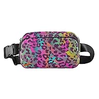 Rainbow Leopard Belt Bag for Women Men Water Proof Waist Bag with Adjustable Shoulder Tear Resistant Fashion Waist Packs for Hiking