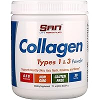 SAN’s Collagen -Pure Collagen Types 1 & 3, Beauty Builder-Promotes Healthy Skin Hair & Nails – Bone & Joint Support, Unflavored Powder- 30 Servings