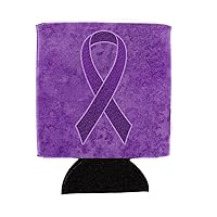 AN1207CC Purple Ribbon for Pancreatic and Leiomyosarcoma Cancer Awareness Can or Bottle Hugger, Can Hugger, Multicolor