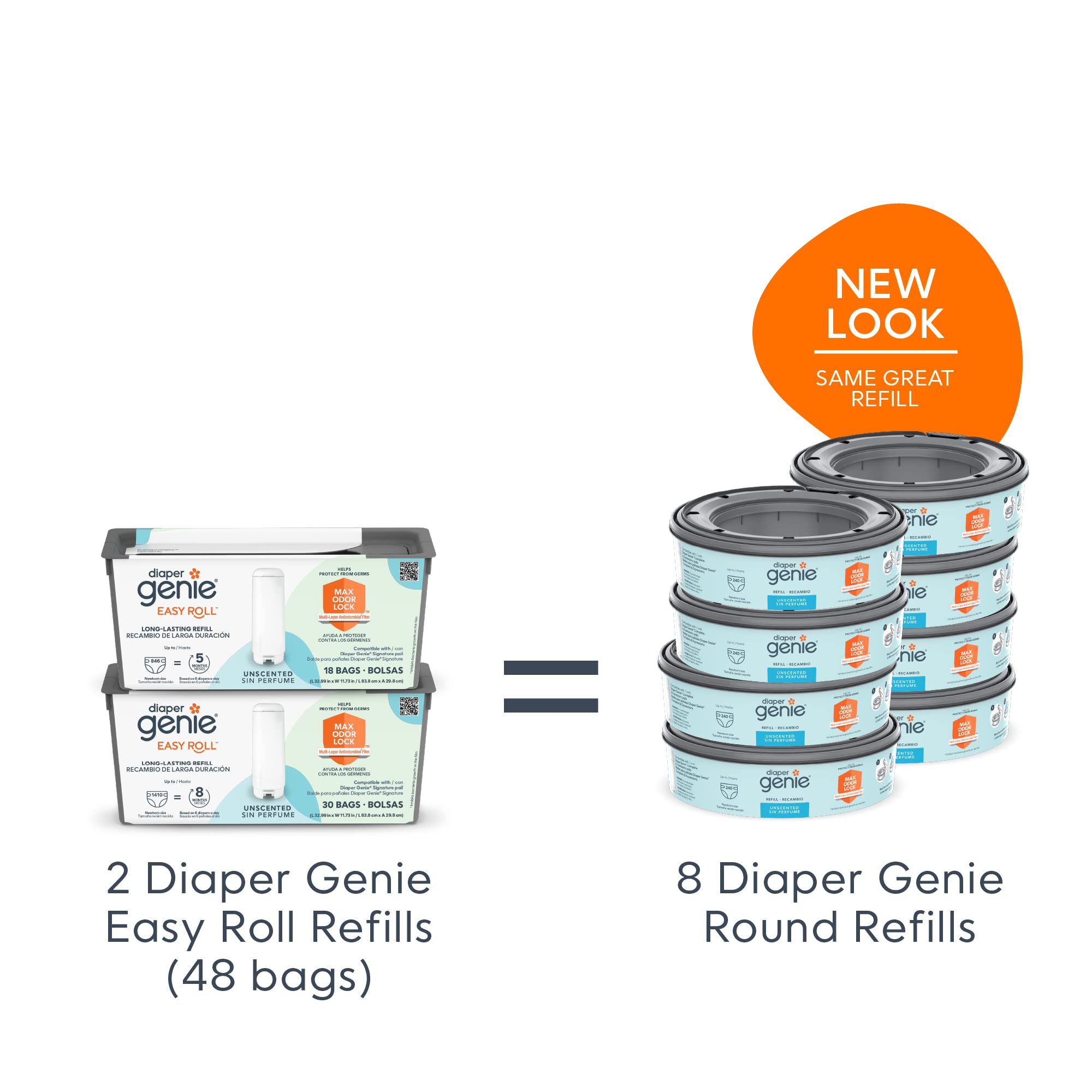 Diaper Genie Signature Gift Set | Includes Easy Roll Refill with 48 Bags | Holds Up to 2256 Newborn Diapers