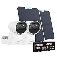 REOLINK Argus Track+SP with 128GB SD Card (2 Pack), 4K 8MP Solar Security Camera, Wireless Outdoor Camera, 6W Adjustable Solar Panel, Color Night Vision, AI Detection, Auto Zoom Tracking