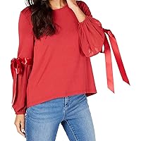 Vince Camuto Womens Tie Sleeve Pullover Blouse