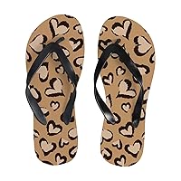Vantaso Slim Flip Flops for Women Animal Heart Leopard Print Yoga Mat Thong Sandals Casual Slippers