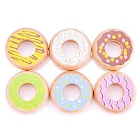 New Classic Toys 10629 Wooden Pretend Play Kids Donuts Set Cooking Simulation Educational Color Perception Toy for Preschool Age Toddlers Boys Girls