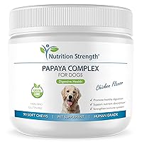 Papaya for Dogs Digestive Enzyme Complex to Support Normal Intestinal Function, Boost Immunity, with Organic Papaya Fruit + Papain, Protease & Amylase, 90 Soft Chews