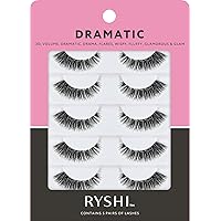 Ryshi False Eyelashes with 5 Pairs, Dramatic Look with Self-adhesive and Reusable Lash Set, Enhance Natural Beauty for Extra Volume
